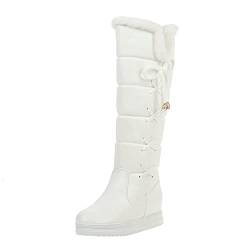 Damen Hohe Stiefel Autumn Winter Schuhe Boots Frauen High Heel Stiefel und Winter Modisch süß süß und einfach im College-Stil bequem runder Zeh Warmer Hohe Stiefel Damen Stiefeletten (White, 40) von Generisch