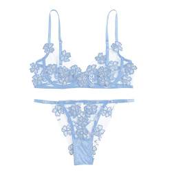 Damen Mode Dessous Erotik Spitze Blumen Durchsichtig Lingerie Sexy Damen Unterwäsche Set Ohne Buegel Sexy Unterhose Für Frau Dessous Verführerisches Exotische Unterwäsche von Generisch