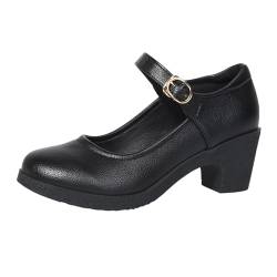 Damen Pumps Mittlerer Absatz Sommer Mode Damenschuhe Elegante Absatz Einfache Abendschuhe für Damen Klassische Geschlossene Sandalen Vorne Damen Für Geschäftsfeiern Unternehmen, Schwarz , 36 EU von Generisch