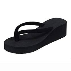 Damen Sandalen Schuhe Damen Strand Plattform Wedges Hausschuhe Damen Slipper Flip Flops für Teenager Mädchen, Schwarz , 38.5 EU von Generisch