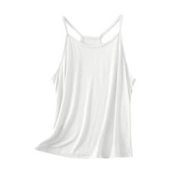 Generisch Damen Tank Top Sommer Ärmellos Oberteile Sommermode Rundhals Cami Tanktops Läsiges Lockere T Shirt Basic Tops Baumwolle Tunika Shirt Blusen of The Day Weiß M von Generisch