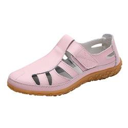 Damenschuhe, modisch, flache weiche Sohle, Sohle, lässige Retro-Sandalen für Damen, eleganter Sommerabsatz, Rosa, Größe 38 von Generisch