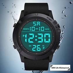 Digitalanzeige Sportuhr Herren Damen Uhr Digital Fashion Watch Herren LED Sport Luxus wasserdichte Sportuhr Uhrenarmband Für Damen Wasserdicht Klein Smartwatch Herren Fitnessuhr (Black, One Size) von Generisch