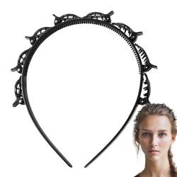 Doppellagige Clip Haarreifen, Stilvolle Hair Twisters Haarreifen Rutschfest Haarreifen Mit Klammern Double Bangs Hairstyle Hairpin Pony Frisuren Haarnadel Für Damen von Generisch