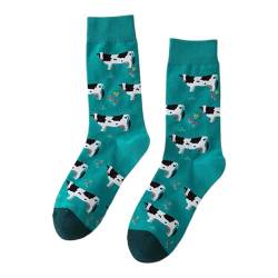 Dunkelgrüne Socken mit Kuh Motiv Lustige Verrückte Socken für Männer und Frauen Geschenksocken Unisex Einheitsgröße 36-43 Crew Socks 1-Paar… von Generisch