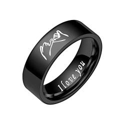 Edelstahl Liebesringe Hand in Hand Dekompression drehbarer Ring Eheringe für Frauen Ringe für Männer Glatte Ringe Geometrie Ringe Größe 6 13 Mittelfinger Halskette für Frauen, 32, Edelstahl, Kein von Generisch