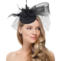 Fascinator Hüte für Damen Braut Kopfschmuck Hochzeit Cocktail Haarreif Mädchen Tea Party Stirnband Elegant Haarclip Fasching Haarklammer Karneval Teeparty Kirche Haarschmuck von Generisch