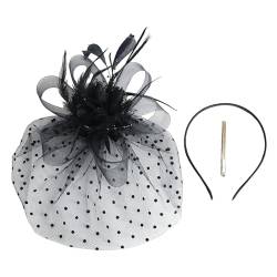 Fascinator Hüte für Frauen Pillbox Hut Hat Clips Haarclip Hut Stirnband Blume Mesh Federn Clip Kopfschmuck Haarschmuck Frauen Pillbox Hut Halloween Oktoberfest Gothic von Generisch