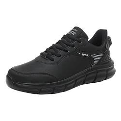 Fussballschuhe Herren Business Schuhe Slipper Mode Frühling und Herren Sportschuhe Flacher leichte Schnürung einfarbig einfache lässige Art Herren Pantoletten 43 Slip On Herren Herren (Black, 42) von Generisch