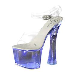 Gartenschuhe Damen Sandalen Damen Elegant 17 cm dünne Ferse Pole Dance Plattform Modell zeigen sexy transparente High Heels Bankett Frauen große Mode Plateau Sandaletten Damen Badelatschen (Blue, 40) von Generisch