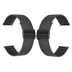 Generisch 2 STK Universell Einsetzbares Metallarmband 10-22MM Milanese Mesh-Uhrenarmband Schnellverschluss für 98% Aller Smartwatches Und Herkömmlichen Uhren(Black,21MM) von Generisch