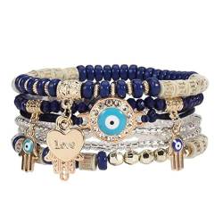 Generisch Böhmisches Armband für Frauen,Boho-Perlenarmbänder für Frauen | Mehrschichtige Boho-Stretch-Armbänder | Stilvolle Western-Armbänder, stapelbares Boho-Schmuckarmband für Männer und Frauen von Generisch