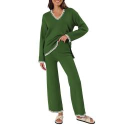 Generisch Damen Pyjama Set Winter Warm Pyjama Set Zweiteiliger Sleepwear Soft Schlafanzüge Mit Bündchen Damen Schlafanzug Schlafanzug Damen Winter Baumwolle Langarm Loungewear Pyjama Damen Elegant von Generisch