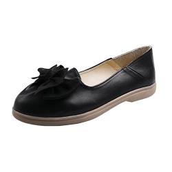 Generisch Damen Schuhe Damen Bequem Sneaker Schwarz aus festem mit Schleife verzierte Komfort-Flachboden-Freizeitschuhe Schuhe Breite FüßE Damen Schuhe Keilabsatz Damen (Black, 42) von Generisch