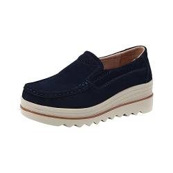 Generisch Damenschuhe Schwarz Absatz Modische Damen-Freizeitschuhe mit hohen Absätzen, Slip-On-Schuhe, Bequeme Freizeitschuhe, Slipper Schuhe Damen Elegant Slipper (Blue, 37) von Generisch