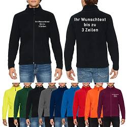 Generisch Fleecejacke mit Wunschtext auf Brust + Rücken bestickt (Schwarz, XL) von Generisch