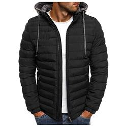 Generisch Herren Steppjacke Warme Verdickt Hooded Winterjacke Langarm Quilted Regular Fit Daunenjacke mit Kapuze für Männer Winter Outdoor Ski Snowboard Wandern Übergangsjacke Herrenjacke 2024 von Generisch