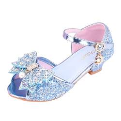 Generisch Kinderschuhe mit glänzenden Sandalen Prinzessin Schuhe Bogen High Heels zeigen Prinzessin Schuhe Sportschuhe 33 (Blue, 30 Little Child) von Generisch