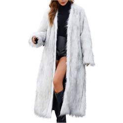 Generisch Kunstpelze Fellmantel Damen Pelzmantel Lang Felljacke Faux Pelz Mantel Winter Jacke Warme Winterjacke Mode Plüschmantel Elegante Kunstpelzmantel Kunstfell Wintermantel von Generisch