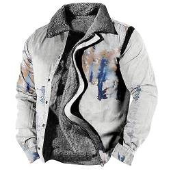 Generisch Leather Jackets For Men, Herren Jacke Winter Halloween Casual Print Langarm Knopf Dicken Mantel Men Jacket Collegejacken Mädchen Lederjacke Jackets Columbia-Teddyfleece (S, Weiß) von Generisch