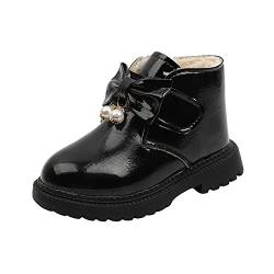 Generisch Mode und Winter Mädchen Schneestiefel dicker Boden rutschfest warm und bequem niedlich Schleife Perle einfarbig Kids Boots Girls (Black, 31 Little Child) von Generisch