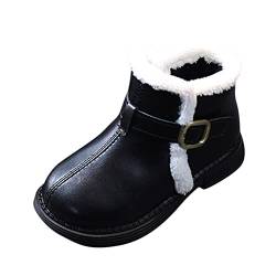 Generisch Mode und Winter Mädchen Stiefel flacher Boden rutschfest kurz plüschig warm solide Schnalle bequem Schwarz Schwarz (Black, 24 Toddler) von Generisch