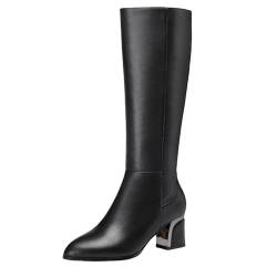 Generisch [Modisch und warm] Elegante Damenstiefel mit mittlerer Wade, sowohl modisch als auch warm Gadget Schuhe Damen Winter (Black, 40) von Generisch