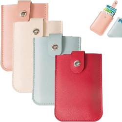 Generisch Pickedy Card Organizer, ausziehbarer Kreditkartenhalter, Business Card Holder Wallet, Slim Minimalist Wallet, Kreditkartenhalter für Frauen und Männer (4PCS Rosa+Weiß+Blau+Rot) von Generisch