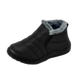 Generisch Schneestiefel Damen Gefütterte Übergrößen 37-45 - Mini-Stiefelette Damen Flache Warme Winterstiefel Niedriger Thermostiefel Mit Plüsch Innen Halbschuhe Outdoor Bequeme Barfußschuhe von Generisch