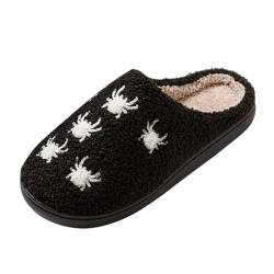 Generisch Slipper Damen Schwarz Hausschuhe Mädchen Hausschuhe Kinder Pantoffeln Herren Winter Cartoon Kleine Krabbe Muster Hausschuhe mit weicher Sohle aus stummer Baumwolle Wohnkomfort von Generisch