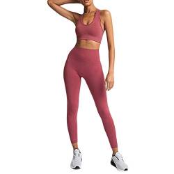 Generisch Sport Anzug Damen Trainingsanzug BH+Leggings Sport Set Fitness Gym Yoga Tanzen Racerback Sportanzug Outfit Jogginganzug Freizeitanzug Sportswear von Generisch