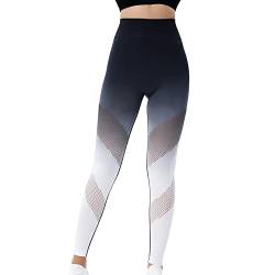 Generisch Sport Leggings Damen Yoga Sporthose High Waist Elastische Abnehmende Yogahose Hüfte Heben Aushöhlen Farbverläufe Sportleggings Blickdicht Fitness Leggins Bauchkontrolle Slim Fit Laufhose von Generisch