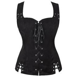 Generisch Weste Mittelalter Damen Renaissance Weste Cosplay Kostüm Wildleder Retro Lace Up Weste Mantel Damen Pirat Kleidung Kostüm Gothic Mantel Steampunk Cosplay Top Mit Schnürung von Generisch