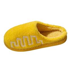 Generisch Winterpaare Damen warmes Baotou weicher Boden bequeme einfarbige flache Baumwollhausschuhe Schuhe La Trainer Damen (Yellow, 41) von Generisch