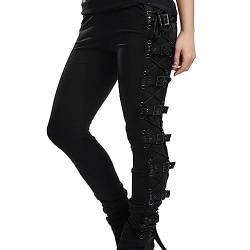 Gothic Leggings Damen Punk Rock Freizeithosen Cargo Hose Punk High Waist Schwarz Jeans Baggy Damenhose Ringkette Hose Elastic Waist Tights Jogger Sport Hip Hop Hose Harajuku Streetwear von Generisch