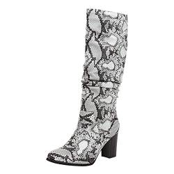 Gummistiefel Herren 47 Boots Damen Schwarz 2022 Damen und Winter New Solid und Print Small Round Head High Heel Boots Overknee Stiefel Gummi Stiefeletten Damen (White, 37) von Generisch