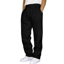 Gym Jogginghose Herren - Grau Thermo Jogginghose Schwarz Breite Cargohose Jogging Freizeithose Warm Gefüttert Freizeithose Trainingshose Outdoorhose Jogger Sherpa von Generisch