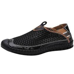 Hallen- & Fitnessschuhe Schuhe Herren Hausschuhe Herrenschuhe Mesh-Schuhe Freizeit-Sportschuhe sind in Sommerschuhen atmungsaktiv Schuhe Breite FüßE Herren Halbschuhe Herren (Black, 46) von Generisch