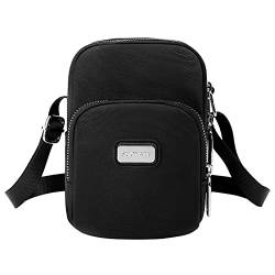 HandgepäCk Rucksack Handtasche Damen Groß Messenge 2022 einfarbige vertikale quadratische Nylon-One-Shoulder-Crossbody-Stoff-Handy-Geldbörse HandgepäCk Rucksack Handtasche Damen Groß (Black, One Size) von Generisch