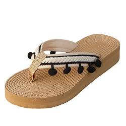 Hausschuhe Damen Geschlossen Flauschige Hausschuhe Damenschuhe Plattform Flip Flops Mode Flip Flops Strand Hausschuhe Sandalen Hausschuhe Damen Geschlossen Flauschige Hausschuhe (Black, 40) von Generisch