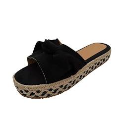 Hausschuhe Damen Geschlossen Ortho Slipper Damen Wedge Bowknot große Sandalen und Hausschuhe für Frauen Plattform Mode Damenschuh Hausschuhe Damen Geschlossen Ortho Slipper Damen (Black, 39) von Generisch