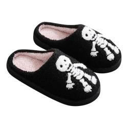 Hausschuhe Herren Wolkenschuhe Damen Original Halloween Weihnachtspantoffeln Urlaubspantoffeln Hausschuhe Home Slipper für Frauen Flauschige Hausschuhe Hausschuhe Herren Wolkenschuhe Damen (Black, 40) von Generisch