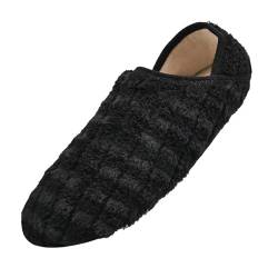 Herren Pantoffeln Schlappen Damen Elegant Hausschuhe für Damen und Herren, Flauschige Hausschuhe mit Gummisohle, zum Reinschlüpfen, weich, leicht, Damen Schlappen Badepantoletten Damen (Black, 47) von Generisch