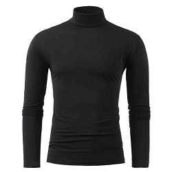 Herren Rollkragenshirt Langarm,Herren Longsleeve Rollkragenpullover Regular Fit Langarmshirts Rollkragen Pullover Baumwolle Sweatshirt Elastisch Einfarbig von Generisch