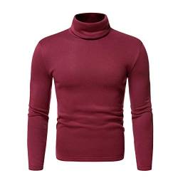 Herren Rollkragenshirt Slim Fit Rollkragenpullover Langarmshirt Longsleeve T-Shirt Rolli Langarm Einfarbig Basic von Generisch