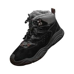 Herren Schuhe Gefüttert Herrenschuhe Extra Weit Herren-Schneestiefel, High-Top-Schneestiefel, modische, lässige Turnschuhe, atmungsaktive, flache Warme Schuhe Herren Winterschuhe Herren (Black, 46) von Generisch