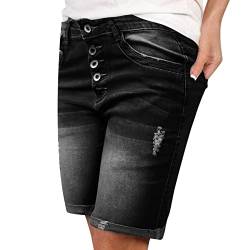 Jeans Bermuda Damen Knielange Mode Zerrissen Jeans Shorts Hosenrock Elegant Stretch High Waist Sexy Hotpants Bermuda Shorts Curvy Casual Lockere Übergrößen Strandshorts Hose von Generisch