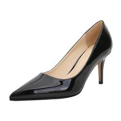 Klassische High-Heels Damen Pumps Absätze Schuhe aus Lackleder Arbeitsschuhe Mit Kitten Heel Leichte Spitzem Zehenbereich Brautparty-Absatz Abendschuhe Hochzeitsschuhe Freizeitschuhe von Generisch