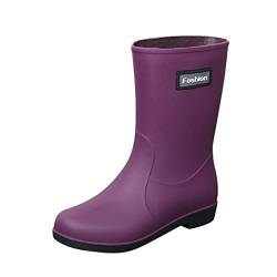 Kurze Regenstiefel für Damen, knöchelhoch, Regenstiefel, Slip, Gartenstiefel, Gummistiefel, Jagdstiefel für Herren, violett, 38.5 EU von Generisch