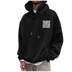 Lustiger Fu Qr Code Hoodie, Unisex Hoodies für Erwachsene, Fuck You Qr Code Sweatshirt, Rick Roll Scan Code Witz Winter Kapuzenjacke Hip Hop Outdoor Kapuzenpullover Weich Bequem Langarm Pullover von Generisch